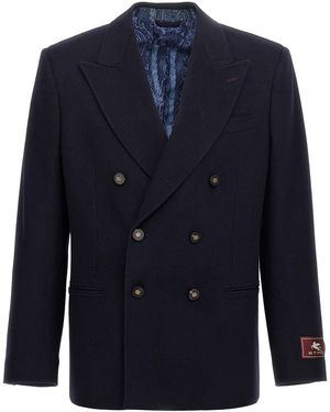 Etro 'Decorative Basting' Blazer - Blue
