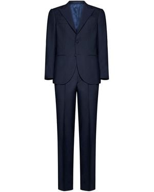 D 40 Single-Breasted Wool Suit By D4.0 - Blue