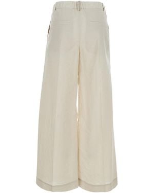 Brunello Cucinelli Trousers Wide-Leg Cotton Trousers - White