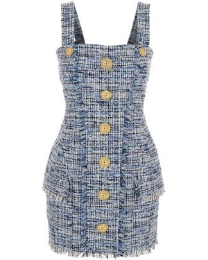 Balmain Tweed Mini Dress - Blue
