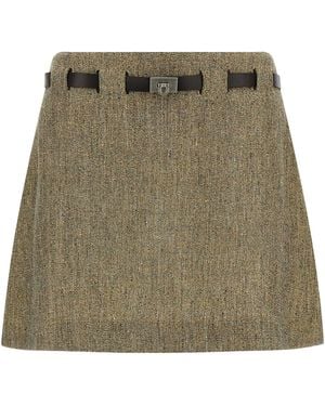 Ferragamo Gancini Belt Skirt - Green