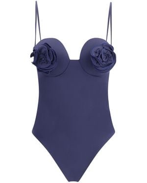 Magda Butrym One-Piece Swimsuit With Rose Detail - Blue