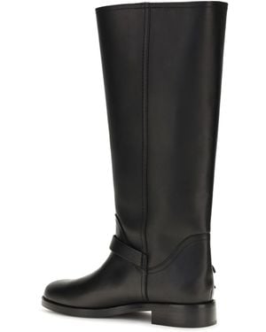 Pinko Leather Boots With Buckle - Black
