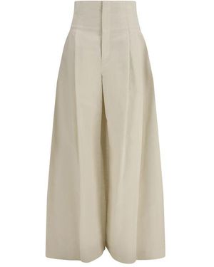 Brunello Cucinelli Beige Cotton Trousers - Natural