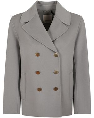 Max Mara Giacca Bottoni Oro Margot Lana Vergine Ovis Aries - Grey