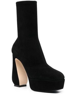 SI ROSSI Stretch Suede Heel Ankle Boots - Black