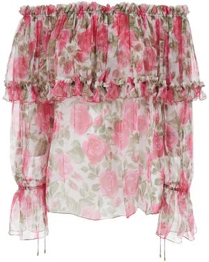 Chloé Chloé Off Shoulder Top With All-Over Floral Print - Pink
