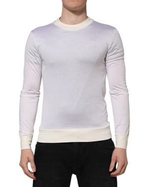 Dolce & Gabbana Long Sleeve Tshirt Contrast Trim - White