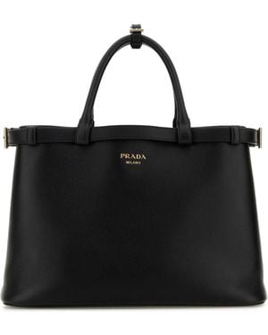 Prada Prada Leather Top Handle Bag - Black