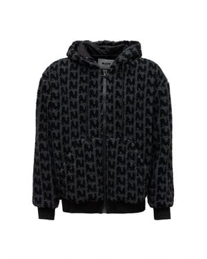 MSGM Logo Monogram Zip Jacket - Black