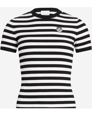 Patou Cotton T Shirt With Striped Pattern - Black