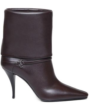 Saint Laurent Smooth Leather Niki Ankle Boots - Brown