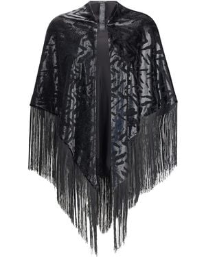 Giorgio Armani Velvet Shawl With Fringes - Blue