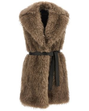 Blancha Lamb Fur Sleeveless Jacket Clothing - Brown
