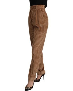 Dolce & Gabbana Elegant High-Waisted Tapered Corduroy Pant - Black