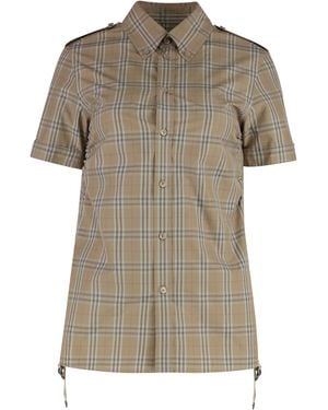 Burberry Checked Cotton Shirt - Natural