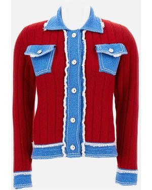 Barrie Hybrid Denim Jacket - Red