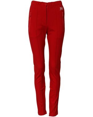 Dolce & Gabbana Red Mid Waist Slim Fit Pants