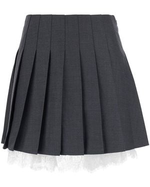 Self-Portrait Skirt With Lace Trim - Gray