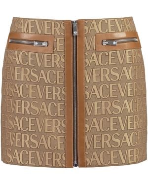 Versace Jacquard Mini Skirt Polyester - Brown