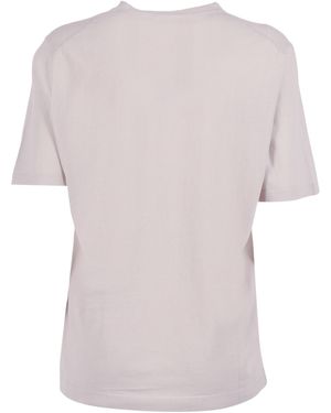 Kangra Cashmere Short-Sleeved Fully-Fashioned Crew Neck Sweater Cotton Crewneck - Pink
