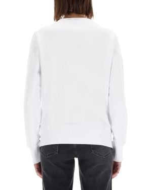 Versace Jeans Couture Sweatshirt With Baroque Logo Patch Cotton Sweatshirts - White