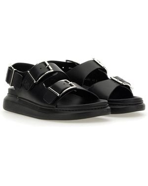 McQueen Leather Sandal Calf - Black