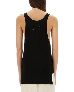 Maison Margiela Logo Print Tank Top Viscose - Black