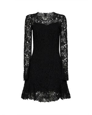 Ermanno Scervino Rebrodé Lace Flared Mini Dress - Black