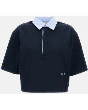 Stella McCartney Piquet Polo Cropped T-Shirt - Blue