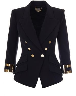 Elisabetta Franchi Logo Gioiello Polyester Blazer - Blue