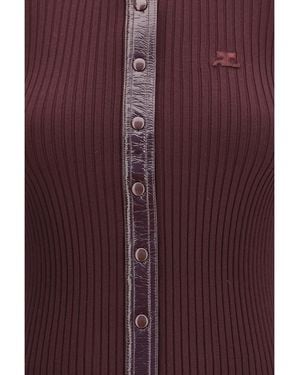 Courreges Vinyl And Knit Cardigan - Purple