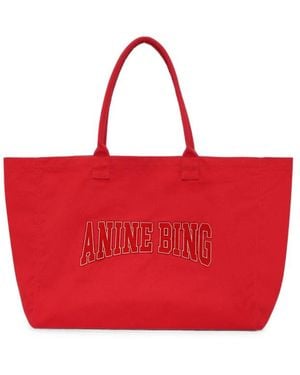 Anine Bing Leo Canvas Tote - Red