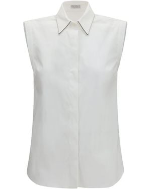 Brunello Cucinelli Sleeveless Shirt - White