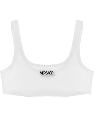 Versace Logo Bra Cotton Intimo - White