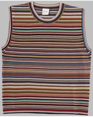 Paul Smith Sleeveless Merino Vest Signature Stripe Wool Waistcoats & Gilets - Multicolor