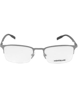 Montblanc Eyeglasses Rectangle Semi Rim, Frame And Clear Demo Lens Mb0117O002 Sunglasses - Metallic