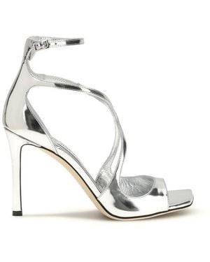 Jimmy Choo Calf Leather Bos Taurus Stiletto Heel Sandals - White
