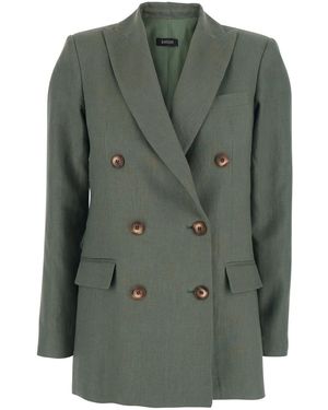 Le Plain Double-Breasted Jacket With Peak Revers - Green