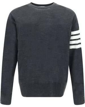 Thom Browne Virgin Wool Sweater Fleece Ovis Aries - Blue