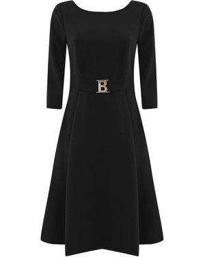 Blugirl Blumarine Stretch Crepe Dress With Buckle - Black