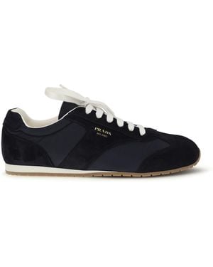 Prada Suede And Fabric Trainers - White