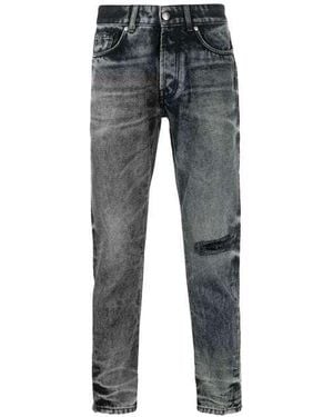 John Richmond Slim Jeans With Rips On The Front And Print On The Back - Grey