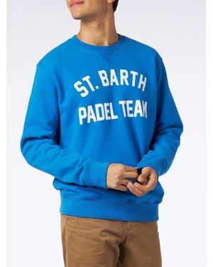 Mc2sb Cotton Sweatshirt With St. Barth Padel Team Print - Blue