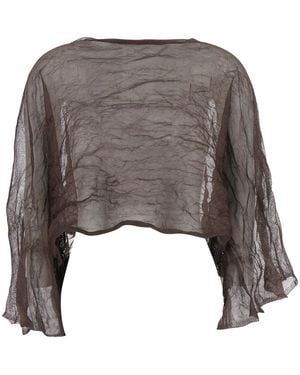 Antonelli Arnica Top With V-Neck And Short Sleeves Silk For Metallic Fibre Tops - Grey
