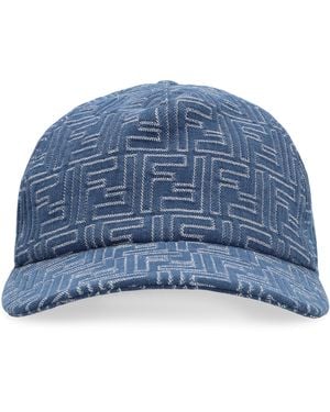 Fendi Baseball Cap Denim Cotton Hat - Blue