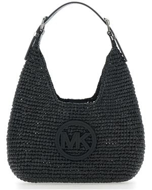 MICHAEL Michael Kors Small Shoulder Bag Nolita With Leather Logo On Front And Raffia Intreccio Design For Polypropylene - Black
