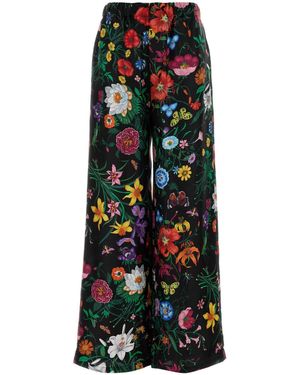 Gucci Printed Twill Wide-Leg Pant - Black