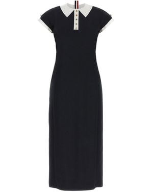 Thom Browne Polo Dress With Intarsia And Rwb Detail - Black