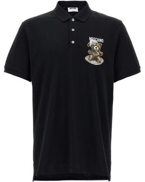 Moschino Piqué Cotton Polo Shirt - Black